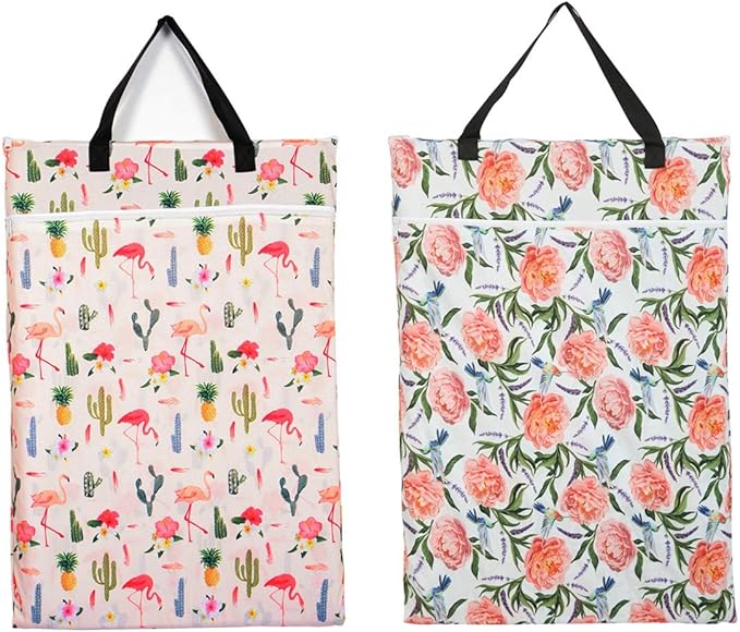 2 Pack Large Hanging Wet Bags Laundry Pail Bags Cloth Diapers Reusable