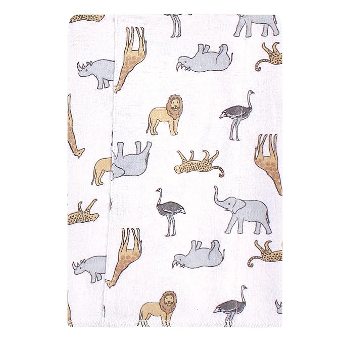 Hudson Baby Unisex Baby Cotton Flannel Burp Cloths, Modern Neutral Safari, One Size