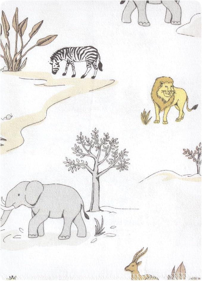 Hudson Baby Unisex Baby Cotton Flannel Burp Cloths Bundle, Neutral Safari World, One Size