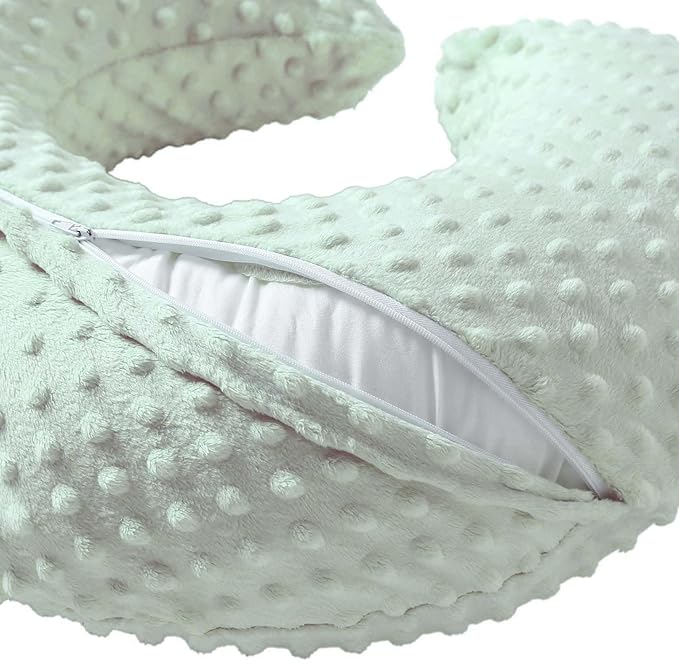 Nursing Pillow Cover Breastfeeding Pillow Cases Plush Dot Slipcover Pillow Sham (Green)