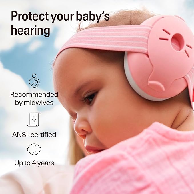 Alpine Muffy Baby Ear Protection for Babies and Toddlers up to 36 Months - CE & ANSI Certified - Noise Reduction Earmuffs - Comfortable Baby Headphones Against Hearing Damage & Improves Sleep - Blush