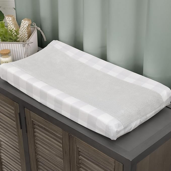 NoJo Rustic Farmhouse Super Soft Gray and White Buffalo Check Changing Pad Cover