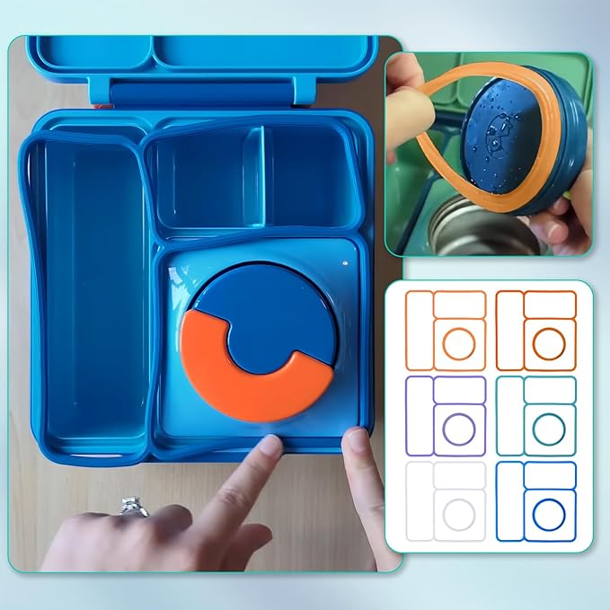 6 Pack Replacement Seal Gaskets Compatible with OmieBox Bento Box Lid, Silicone Lid Seal Gasket for OmieBox, Leak-Proof Seal Ring Accessory, Keep Freshness, BPA-Free Kids Lunch Box Replacement Parts