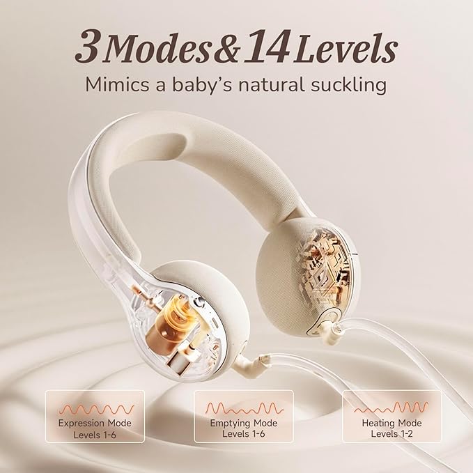Snow Bear Wearable Breast Pump–Hands Free Portable Breast Pump with Neck Heated & 3 Size Flanges,160 min Battery Life Wireless Ultra Quiet Spill Resistant Breastfeeding Pump for Moms Home Work Travel