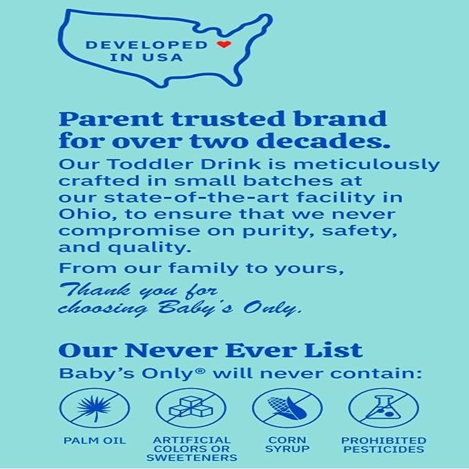 Baby’s Only Toddler Nutritional Drink, Bulk Toddler Formula for Kids 1-3 Years, Made with 27 Vitamins & Minerals for Growth & Immune Support, 21 oz – Value Can 6 Pack