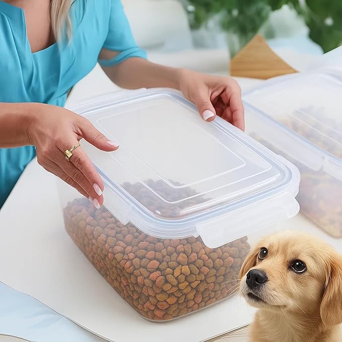 Lustroware Jumbo 8-Pieces Food Storage Container Set with Lids – Airtight, BPA-Free, Stackable, 2.9 & 4.2 Gallon – Large Capacity Kitchen Organizer with 4-Side Locking Lids, Made in Japan