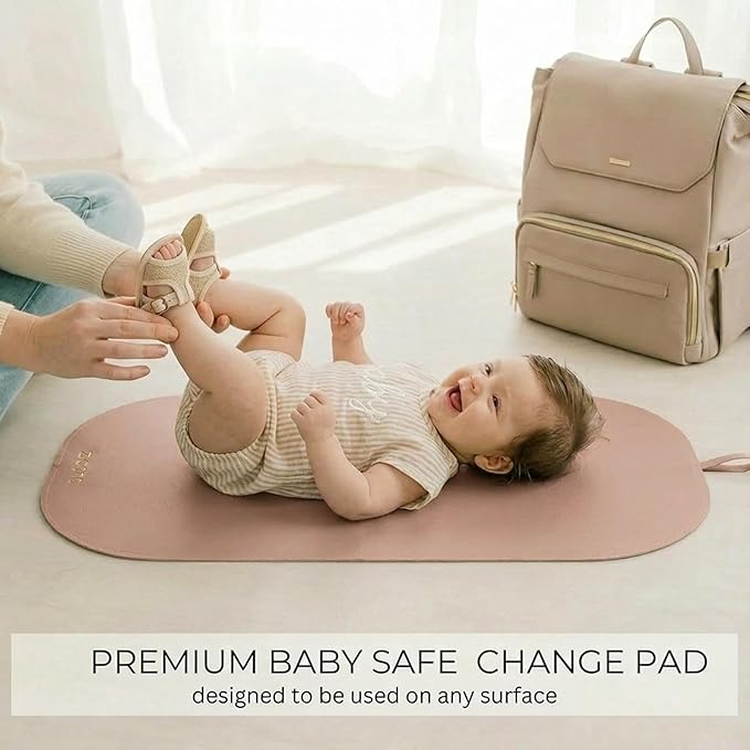 Beautiful Portable Baby Changing Pad - Wipeable and Easy to Clean Diaper Changing Mat - The Perfect Waterproof Vegan Leather Pad for Traveling