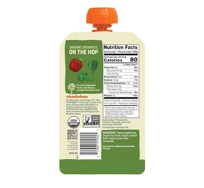 Peter Rabbit Organics Fruit & Vegetable Variety Pack, 4 oz. Squeezable Pouches (Pack of 18)