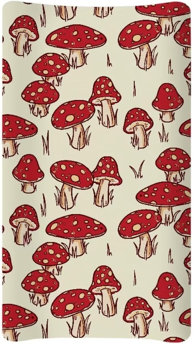 Mushroom Baby Changing Pad Cover Stretchy Diaper Changing Cover Infant/Toddler Waterproof Breathable Universal Tray Table Mat