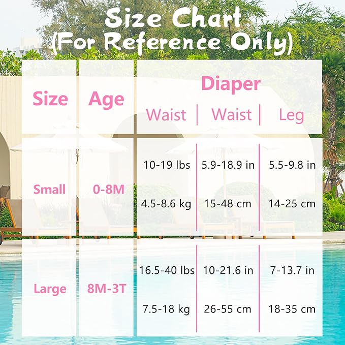 Babygoal Baby & Toddler Girl Swim Diapers, Reusable Adjustable Washable One Size Fits 6M-3T Gifts and Swimming Lessons 3 Pack 3ZSD24