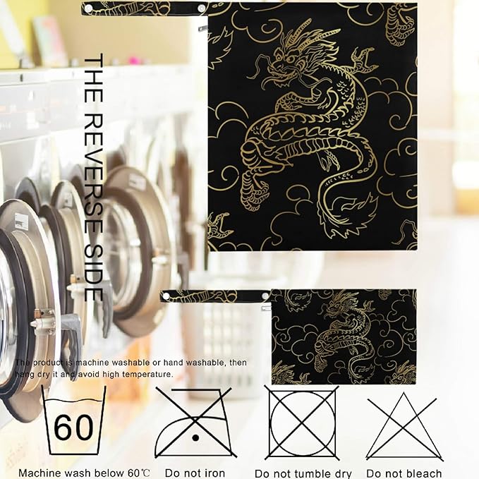 visesunny Gold Dragon 2Pcs Wet Bag with Zippered Pockets Washable Reusable Roomy for Travel,Beach,Pool,Daycare,Stroller,Diapers,Dirty Gym Clothes, Wet Swimsuits, Toiletries