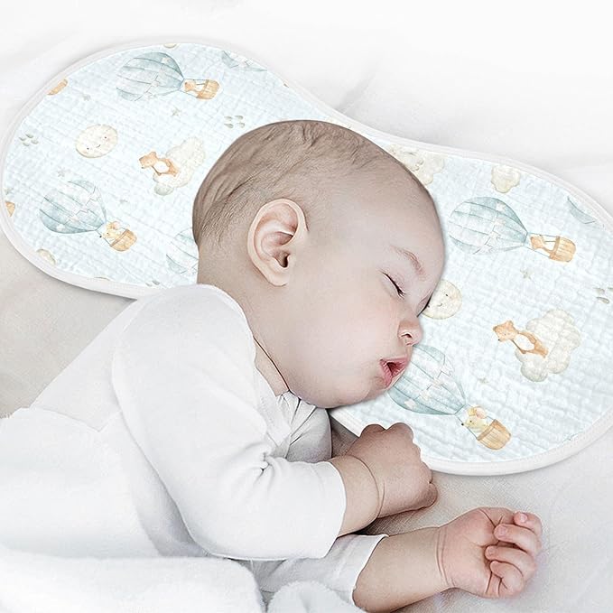 vvfelixl Muslin Burp Cloths Hot Air Balloon Rabbits Mouse Baby Washcloths for Baby Girl Boys 2 Pack White