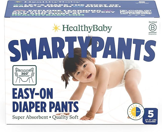 HealthyBaby Size 5 Pull Up Style Training Pants (38 Count) – Easy Pull-On & Tear-Away Design for Potty Training – Leak Protection for Active Toddlers – EWG-Verified Safe, Plant-Based