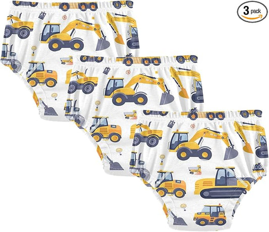 Bolaz Toddler Training Pants, Car Excavator Cotton Potty Training Underwear for Baby Boy Girl 3-Pack
