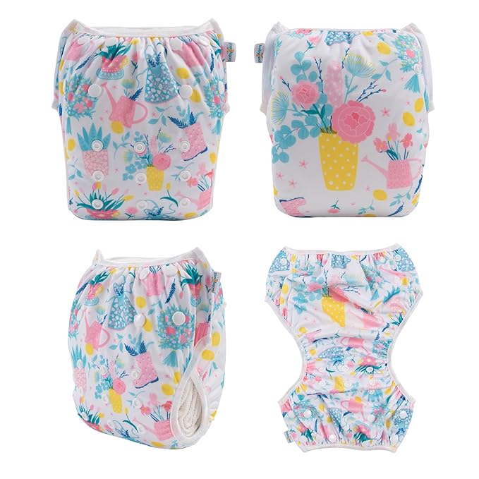 Babygoal Baby Girl and Boy Swim Diapers, Reusable Adjustable Washable One Size Fits 0-8M Baby Gifts and Swimming Lessons 3 Pack 3SD25