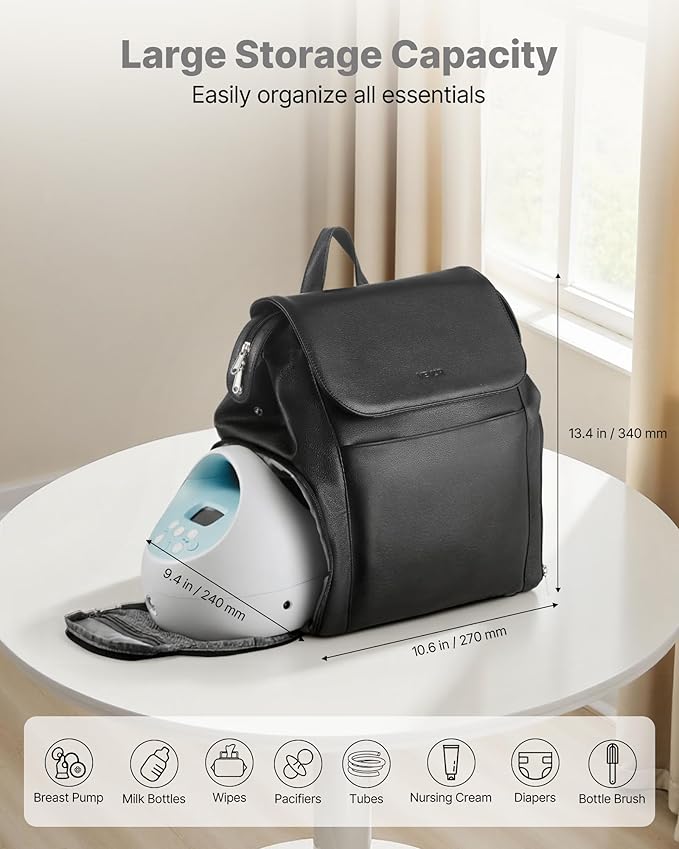 VEVOR Breast Pump Backpack, Breast Feeding Bag with Ice Pack, Compatible with Spectra S1 & S2, Portable Pump Carrying Case for Pump & Breastmilk Storage, Work, Travel, Daycare and Family Use, Black