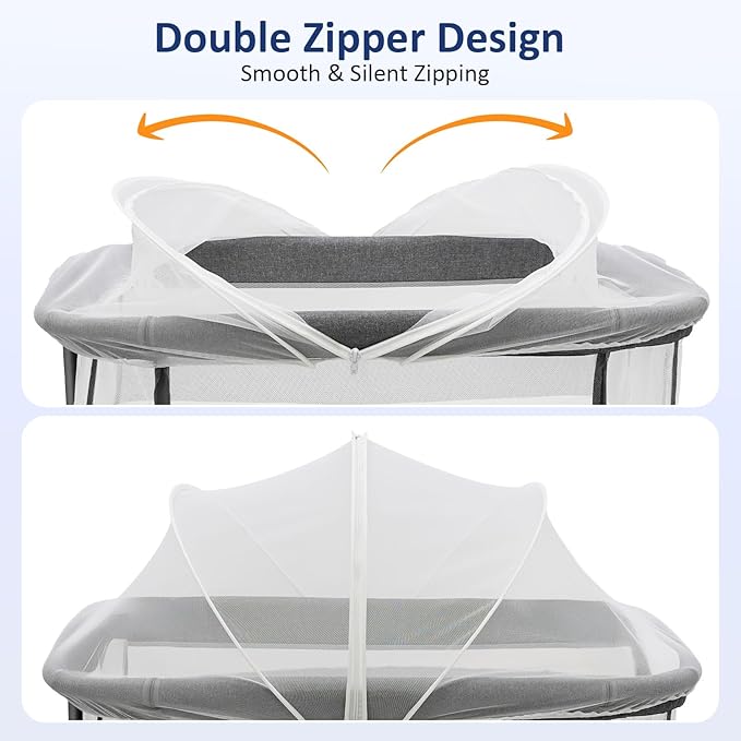 Bassinet Cover for Cats, Mosquito Net Cover, Two-Way Zipper Bassinet Cover for Cats, Keep Bugs Out for Baby, Breathable Baby Mosquito Net for Bassinet White