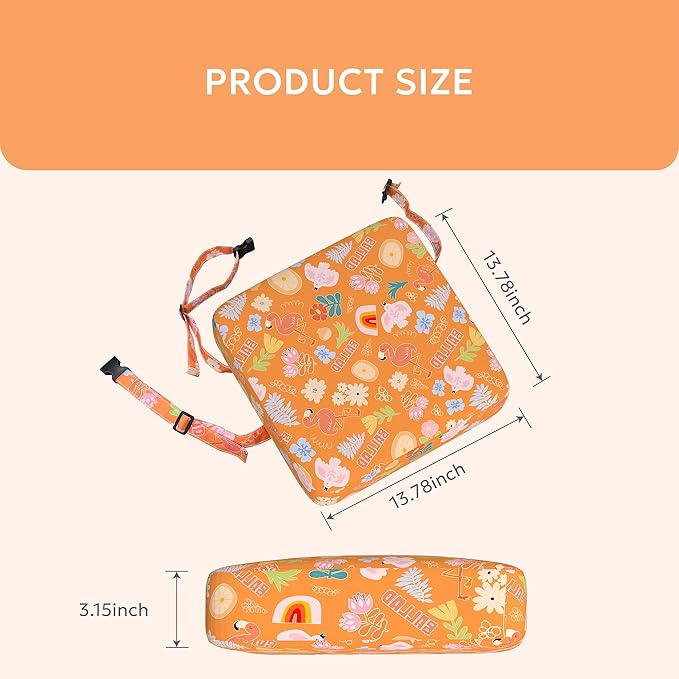 Toddler Booster Seat for Dining Table,Portable Kids Booster Seat - Adjustable, Non-Slip, Lightweight & Easy to Clean(Orange)