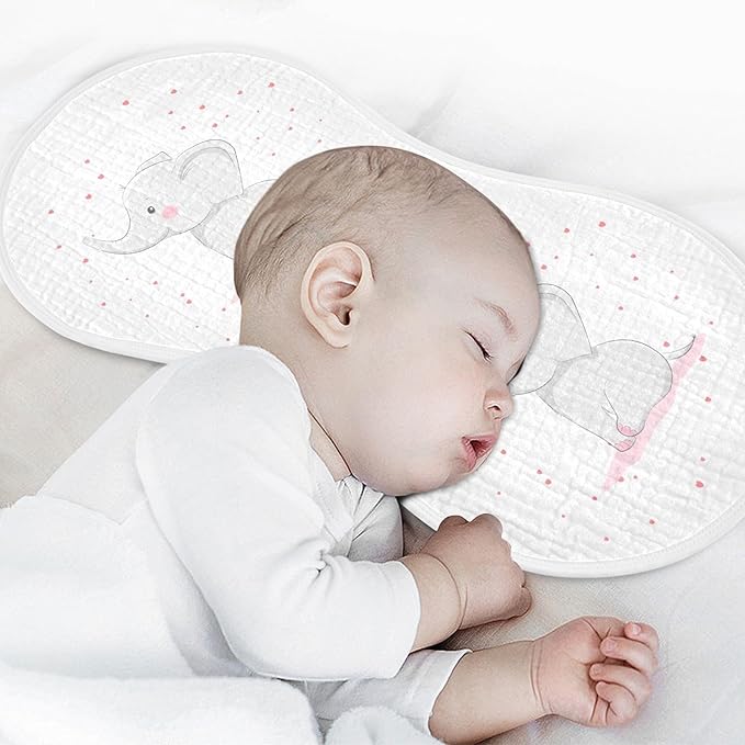 Cute Elephant Pink Love Heart Muslin Burp Cloths for Baby 1 Pack Soft 100% Cotton Baby Washcloths Bibs for Boy Girl