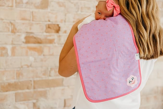 Copper Pearl Premium Baby Burp Cloths - 3-Pack Large Cotton Burp Cloths, Extra Soft Spit Up Rags with 3 Absorbent Layers, Perfect for Baby Boy and Baby Girl Gifts (21" x 10" Size, Abby and Pals Set)
