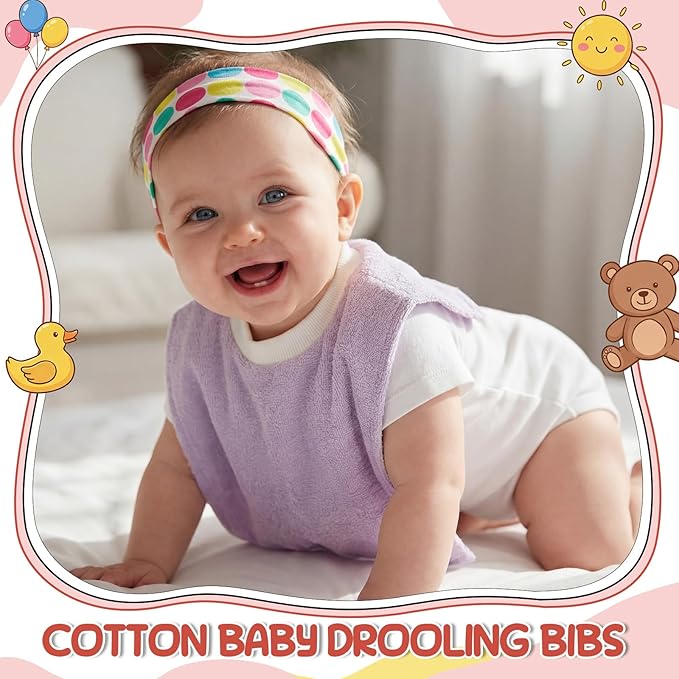Foaincore 6 Pcs Pullover Baby Bibs Cotton Terry Toddler Absorbent Infant for Feeding and Drooling Towel Bib (Gentle Colors)