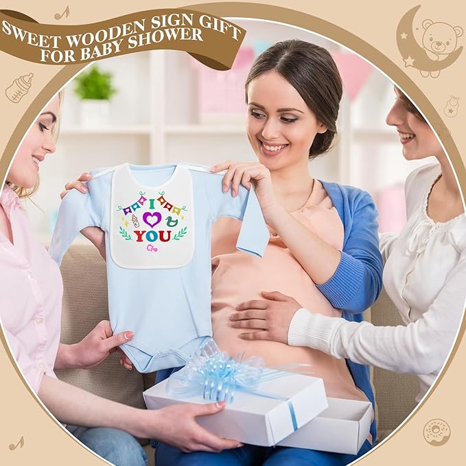 Panitay 100 Pcs DIY Baby Bibs Decorating Kit 50 White Bibs 25 Stencils 24 Markers 1 Baby Shower Game Sign