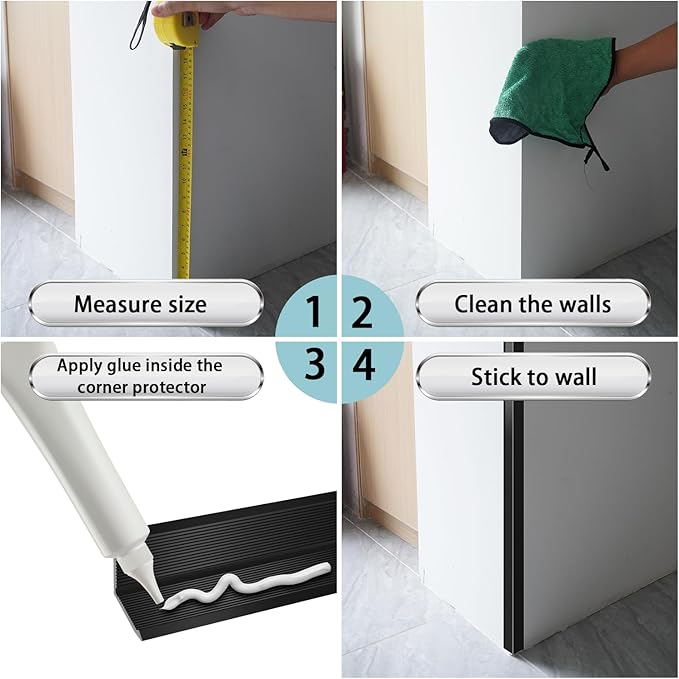 Aluminum Alloy Metal Corner Protector 6PCS Wall Corner Protector 0.6x0.6x48 inches Corner Guards Decoration for Walls Black Color Pack of 6 Corner Guards 21Ga Thickness