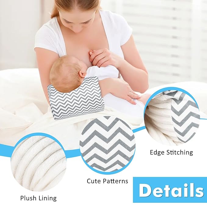 Baby Feeding Arm Pillow,Soft Cotton Bottle Nursing Arm Pillows for Newborn,Breastfeeding Pillows for More Support for Mom and Baby,Portable and Washable,Ergonomic Nursing Essentials(Grey Stripes)