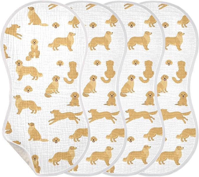 vvfelixl Burp Cloths Golden Retriever Dogs for Baby Boy Girls Baby Washcloths Burp Rags 1 Pack