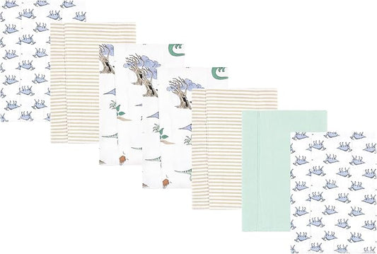 Luvable Friends Hudson Baby Flannel Burp Cloths 7pk, Pastel Dino