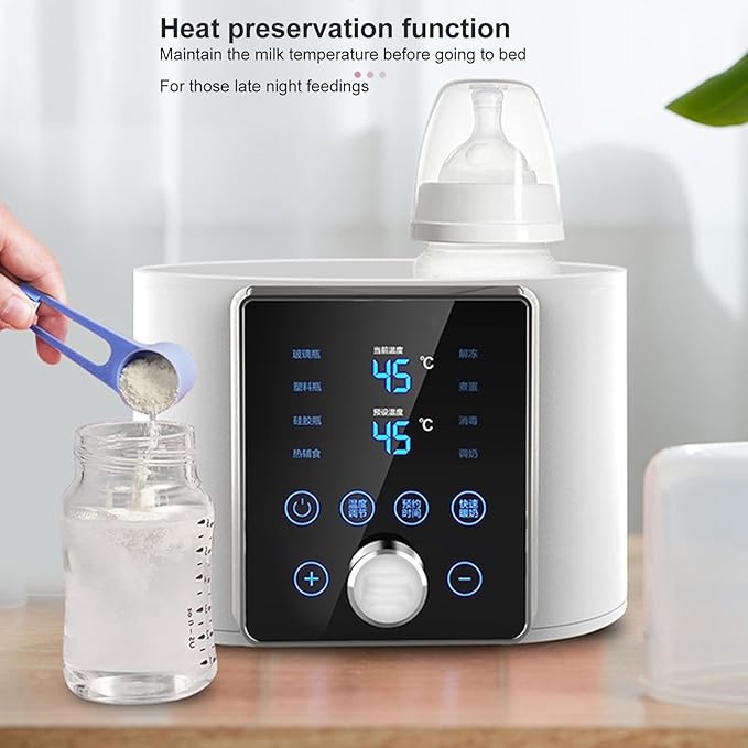 2 in 1 Baby Bottle Warmer Sterilizer for 2 Bottles, 100V Constant Temperature Heat Preservation Fast Baby Bottle Warmer Deep Cleansing Milk Bottle Warmer for Breastmilk Formula