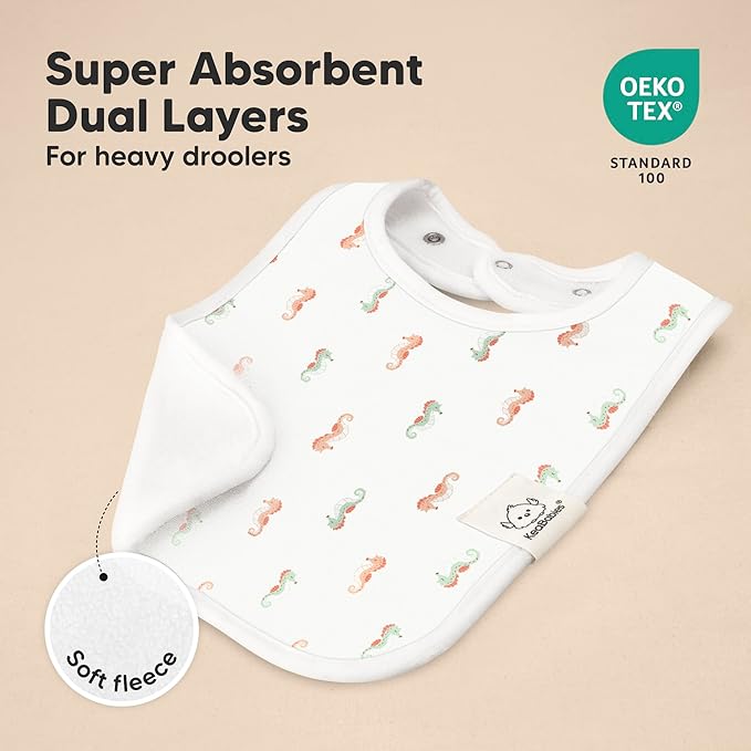 KeaBabies 8-Pack Organic Baby Bibs for Boys, Girls - Super Absorbent Cotton Drool Bibs for Baby Girl & Boy, Teething Toddler, Drooling Newborn, Ultra Soft & Machine Washable (Marine Muse)