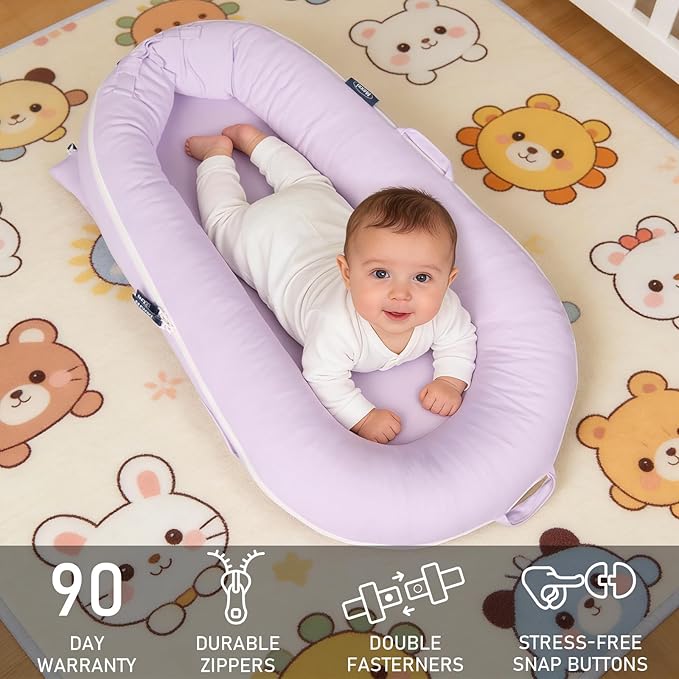 Organic Replacement Cover with Waterproof Pad | Premium Quality Spare Cover Certified Organic Cotton | [Fits Dockatot Deluxe + Docks] (Cover Only) (Lavender, Waterproof Organic Cotton)