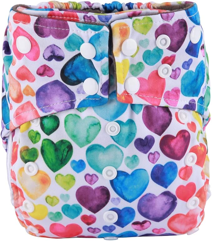 AIll in One Night AIO Cloth Diaper Nappy Sewn in Insert Reusable Washable Girls (Hummingbirds Foliage)