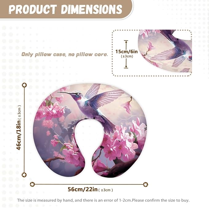Forchrinse Hummingbird Plum Blossom Nursing Pillow Cover Floral Breastfeeding Pillow Slipcover Soft Stretch Pillow Cover for Breastfeeding