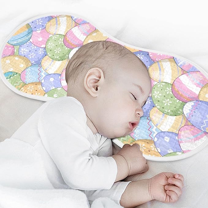 Muslin Burp Cloths for Baby Boys and Girls - 2-Pack Ultra Absorbent Easter Eggs Muslin Washcloths, Newborn Towel, Milk Spit Up Rags, Burp Cloth Bib for Unisex, 22 x 11 Inch