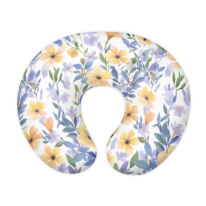 Wild Flowers Nursing Pillow Breathable Cover, Flower Field Soft Breastfeeding Pillow Cover, Watercolor Art Breastfeeding Pillow Slipcover for Boys & Girls