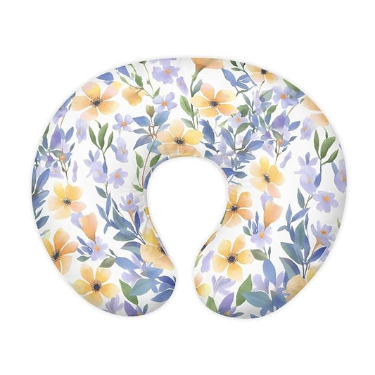 Wild Flowers Nursing Pillow Breathable Cover, Flower Field Soft Breastfeeding Pillow Cover, Watercolor Art Breastfeeding Pillow Slipcover for Boys & Girls