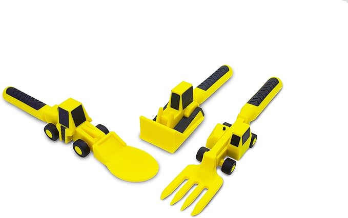 Constructive Eating - Toddler Construction Utensils Made in USA - Silverware for Toddlers - Utensils for Kids - Constructive Eating Utensil Set