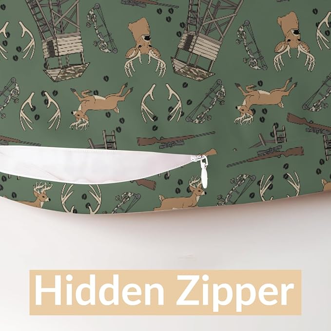 Deer Hunting Nursing Pillow Covers Hunter Tree Stand Removable Breastfeeding Slipcover Wild Animals Hunter Nursing Pillow Case for Newborn Boys Girls