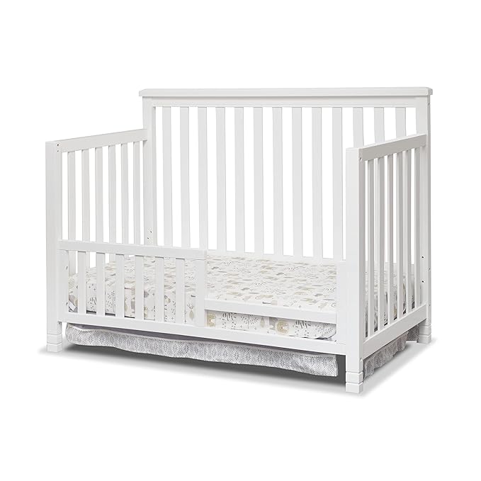Sorelle Palisades 3-Piece Nursery Set - 4-in-1 Convertible Crib, 4-Drawer Dresser, Changing Table with Hamper - Non-Toxic Wood Finish - White