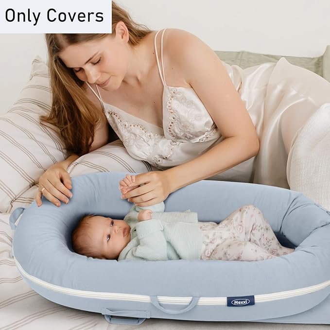 Organic Replacement Cover with Waterproof Pad | Premium Quality Spare Cover Certified Organic Cotton | [Fits Dockatot Deluxe + Docks] (Cover Only) (Alice Blue, Waterproof Organic Cotton)