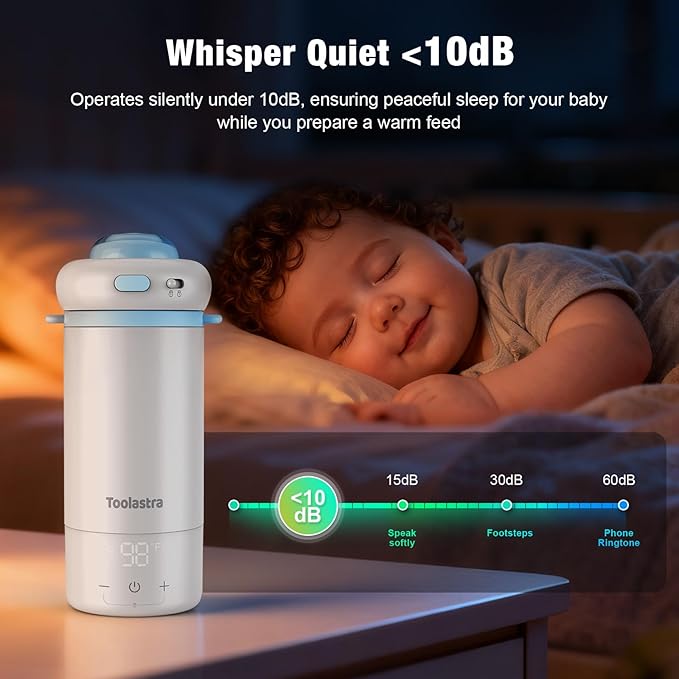 Toolastra Portable Bottle Warmer for Baby on The Go, 16.91oz 100% Faster Heating & Precise Temperature Control, Leak-Proof Design, Child Safety Lock, Ideal for Travel, Formula & Breast Milk Warmer