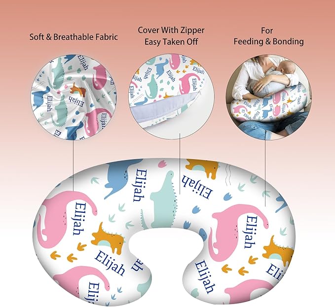 Personalized Baby Nursing Pillow Cover Custom with Name, Butterfly Theme Customized Boy & Girl Gifts
