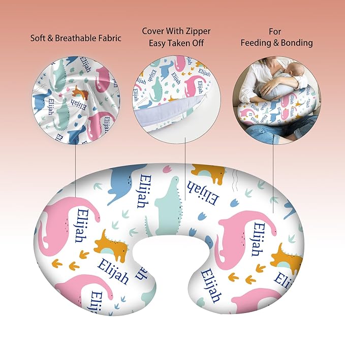 Personalized Baby Nursing Pillow Cover Custom with Name, Leaf Theme Customized Boy & Girl Gifts