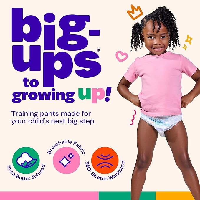 The Happy Hues Big-Ups Potty Training Pants 4T-5T (38-50 lbs) – Unisex Training Pants with Shea Butter Softness, Leak Protection & Easy-Tear Sides – Toddler Potty Training Pants - 42 Count