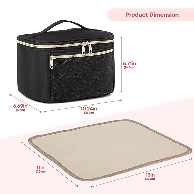 Fasrom Wearable Breast Pump Bag Compatible with Momcozy, Medela and Elvie Hands Free Pumps, Portable Carrying Case with Waterproof Mat for Working Moms Travel, Black (Bag Only, Patent Design)