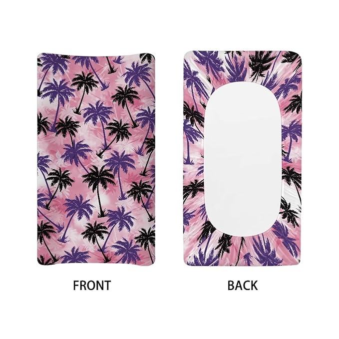 Coconut Tree Summer Changing Pad Cover Boys Rabbit Changing Table Covers for Baby Girls and Boys Soft Diaper Changing Pad Cover Pink