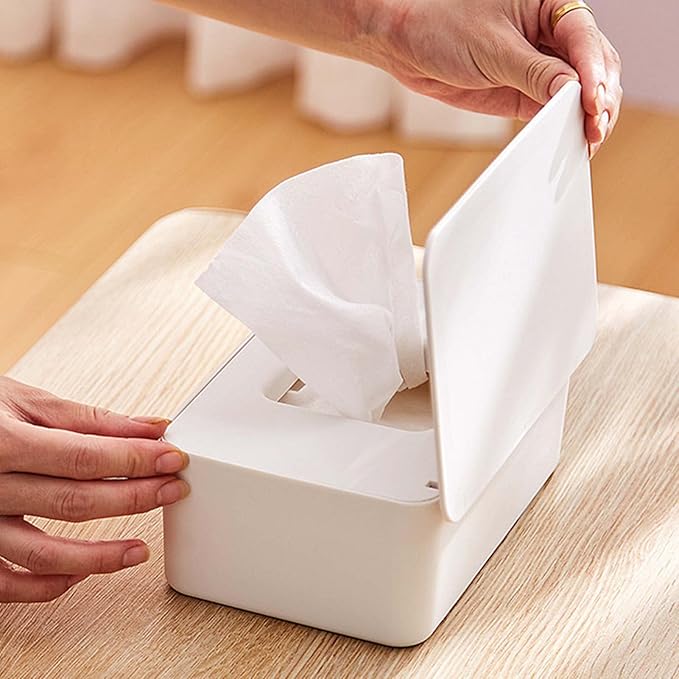 Wipes Dispenser, Wipe Holder for Baby & Adult, Baby Wipe Holder for Fresh Wipes,Wipe Container with Sealing Design Lid,Refillable Wipes Dispenser Baby Wipes Case with Cover for Household(Small Size)
