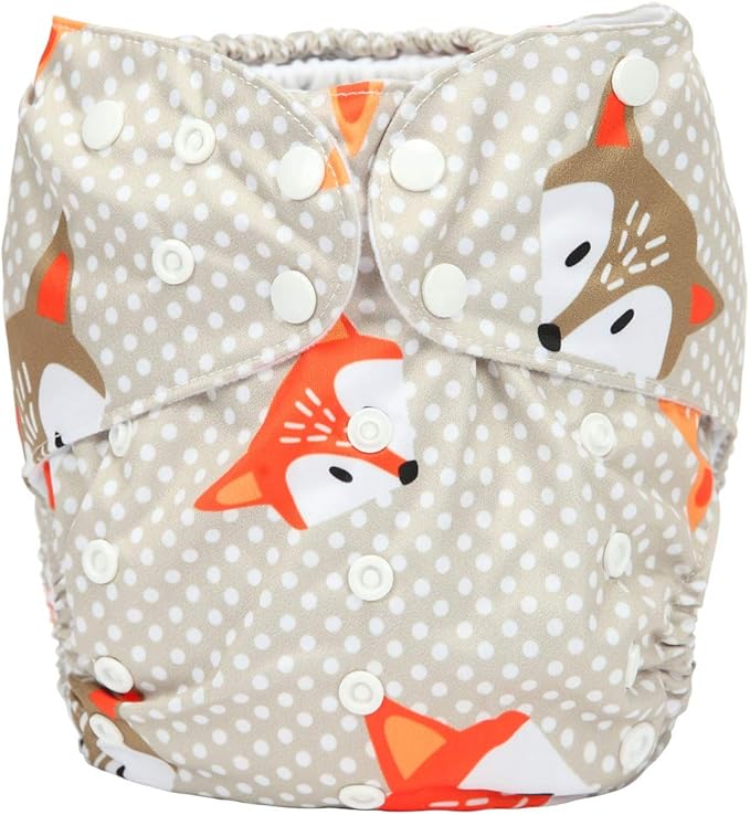 2 to 7 Years Old Junior Big Cloth Diaper Pocket Reusable Washable Baby Toddler (Dot Fox)